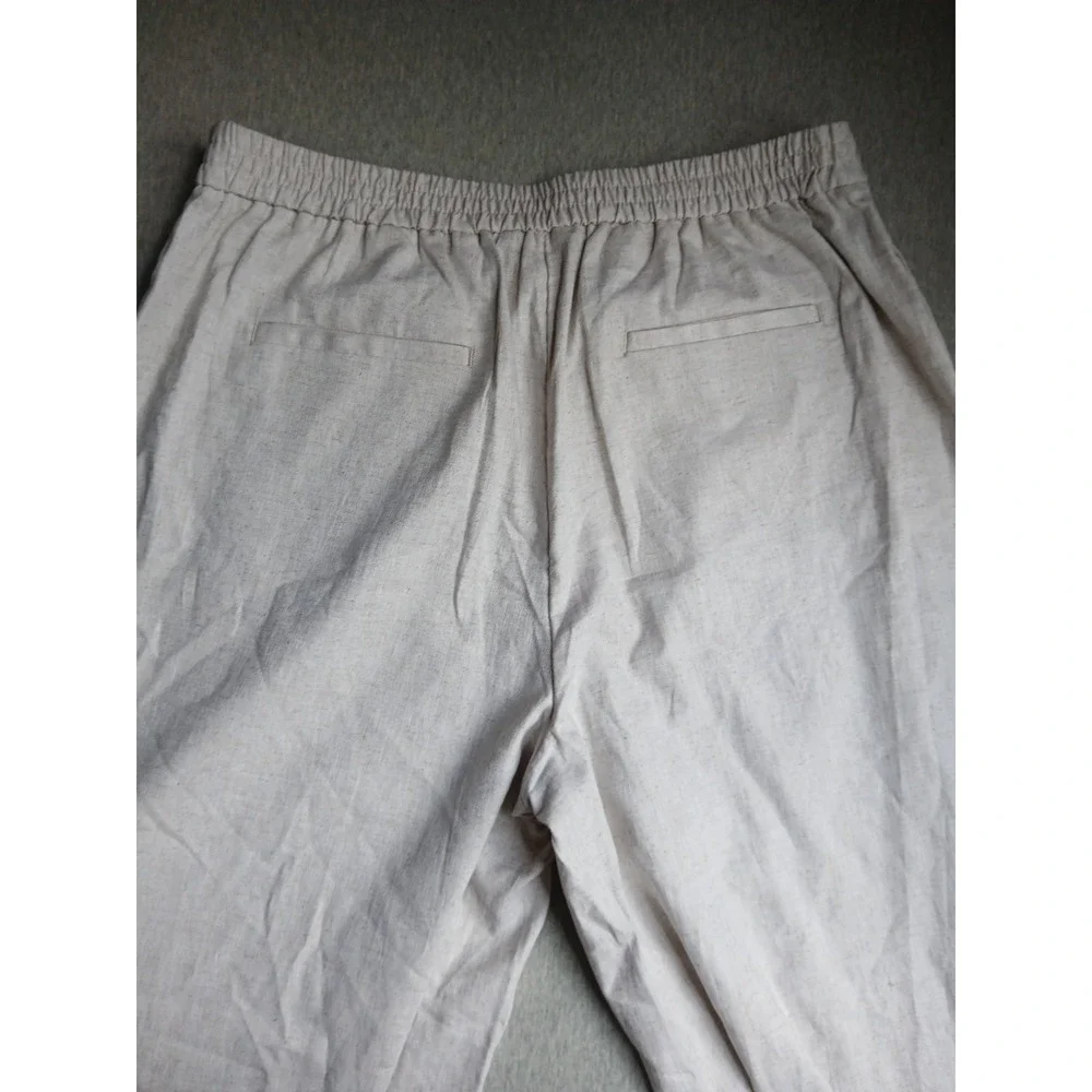 Banana Republic Pants Large Linen Flax Blend Super Wide Leg Pleated New